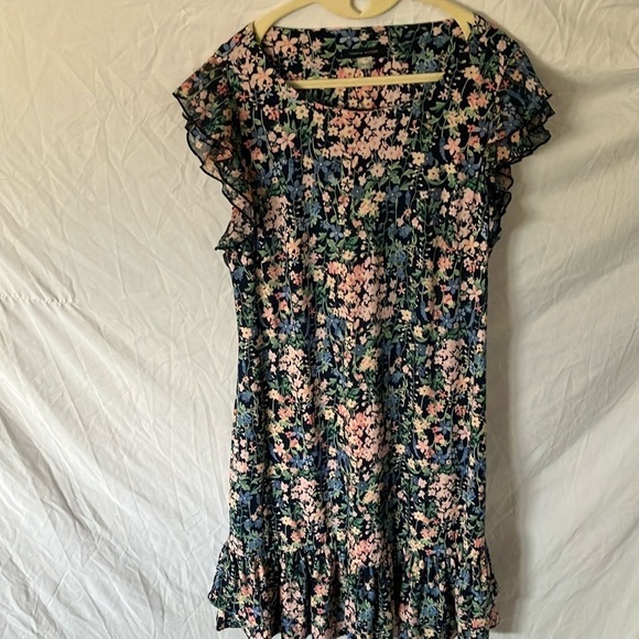 Tommy Hilfiger: Navy Blue/Pink Flower Dress- ruffles- 10 - Picture 1 of 16